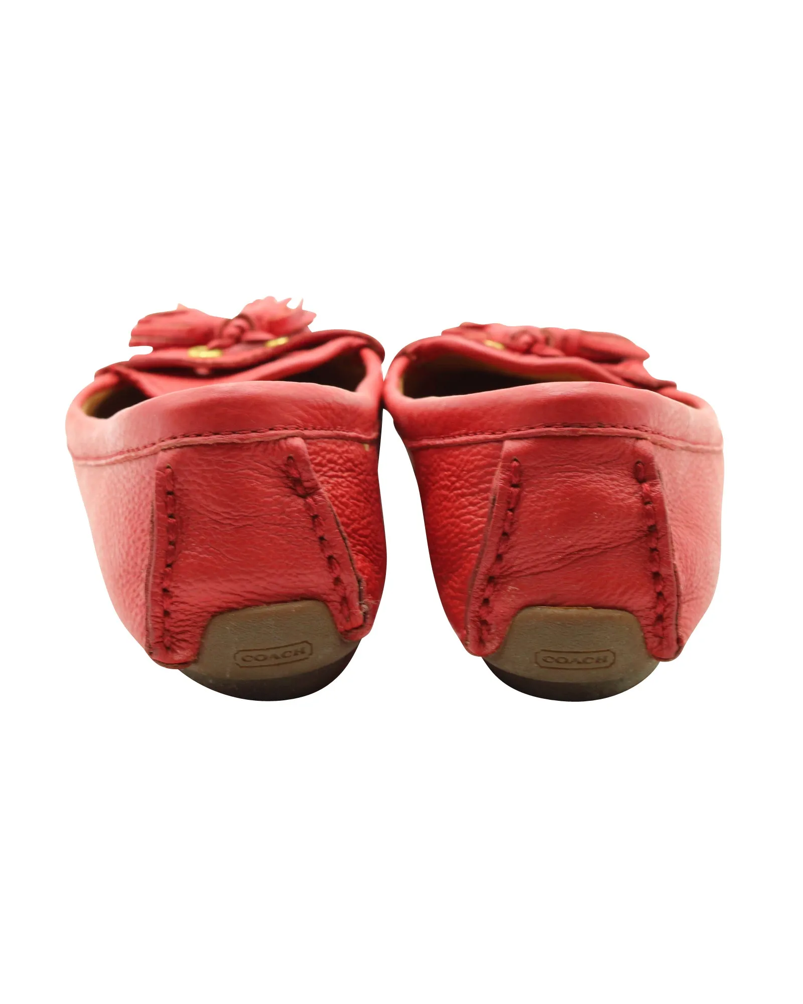 Coach Tassel Loafers in Red Leather