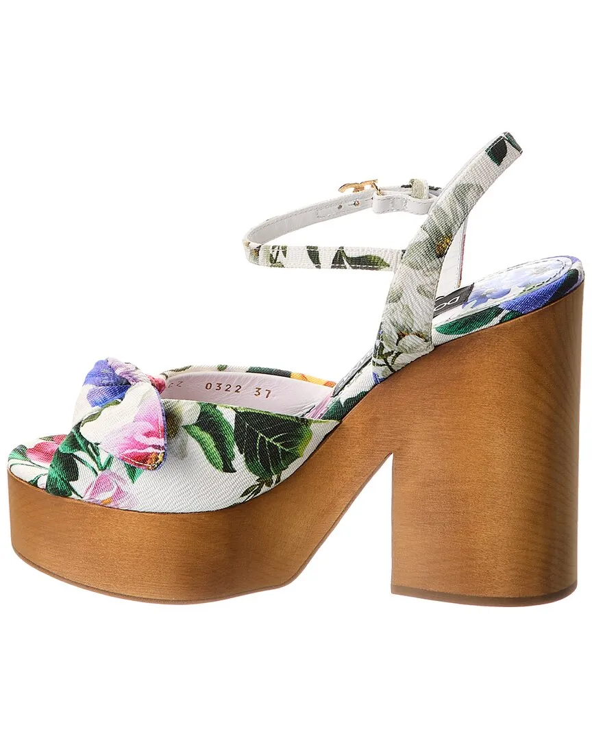 Dolce & Gabbana DG Logo Floral Jacquard Platform Sandal
