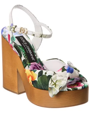 Dolce & Gabbana DG Logo Floral Jacquard Platform Sandal