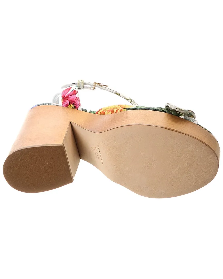 Dolce & Gabbana DG Logo Floral Jacquard Platform Sandal