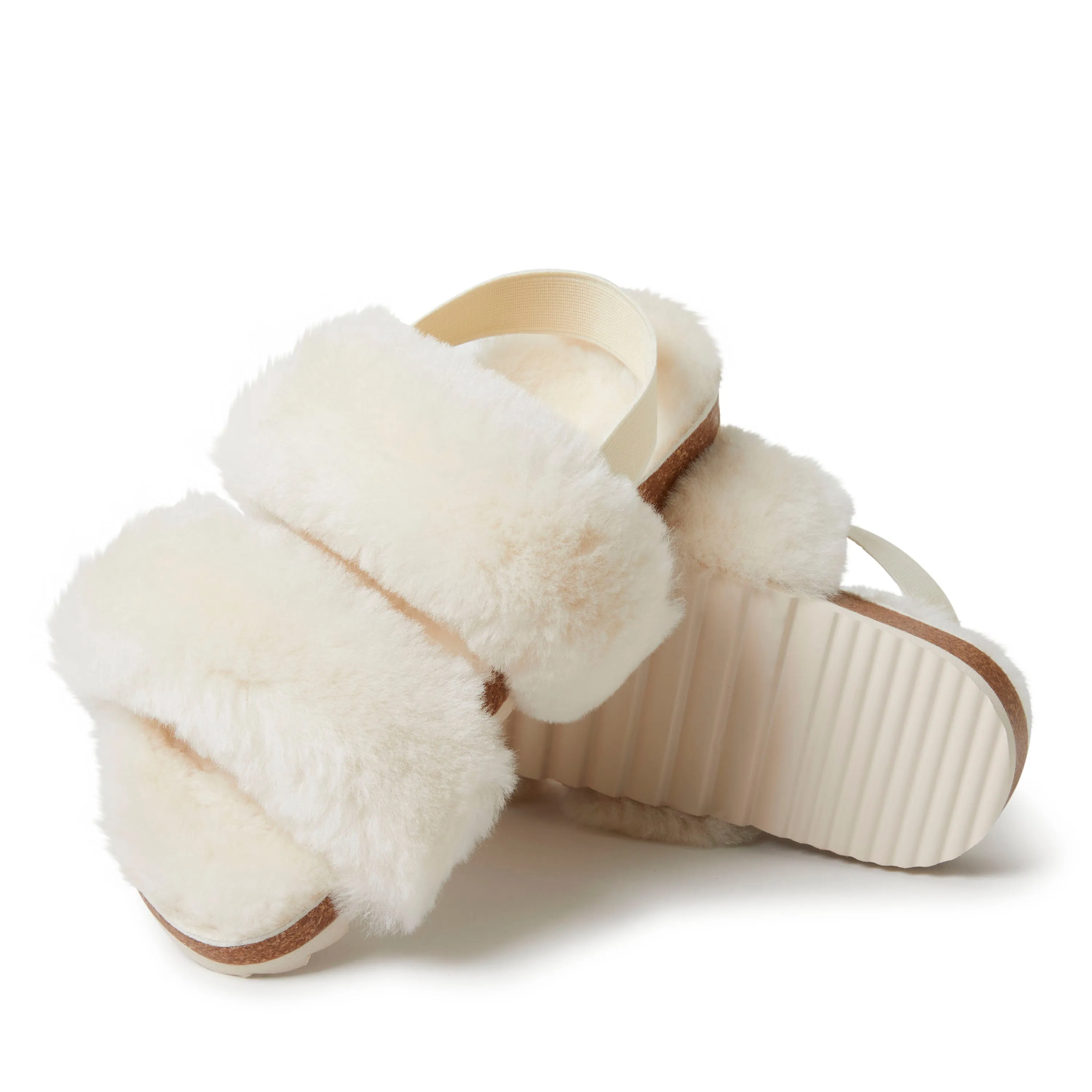 EZ Feet Women's Genuine Shearling Slingback Sandal