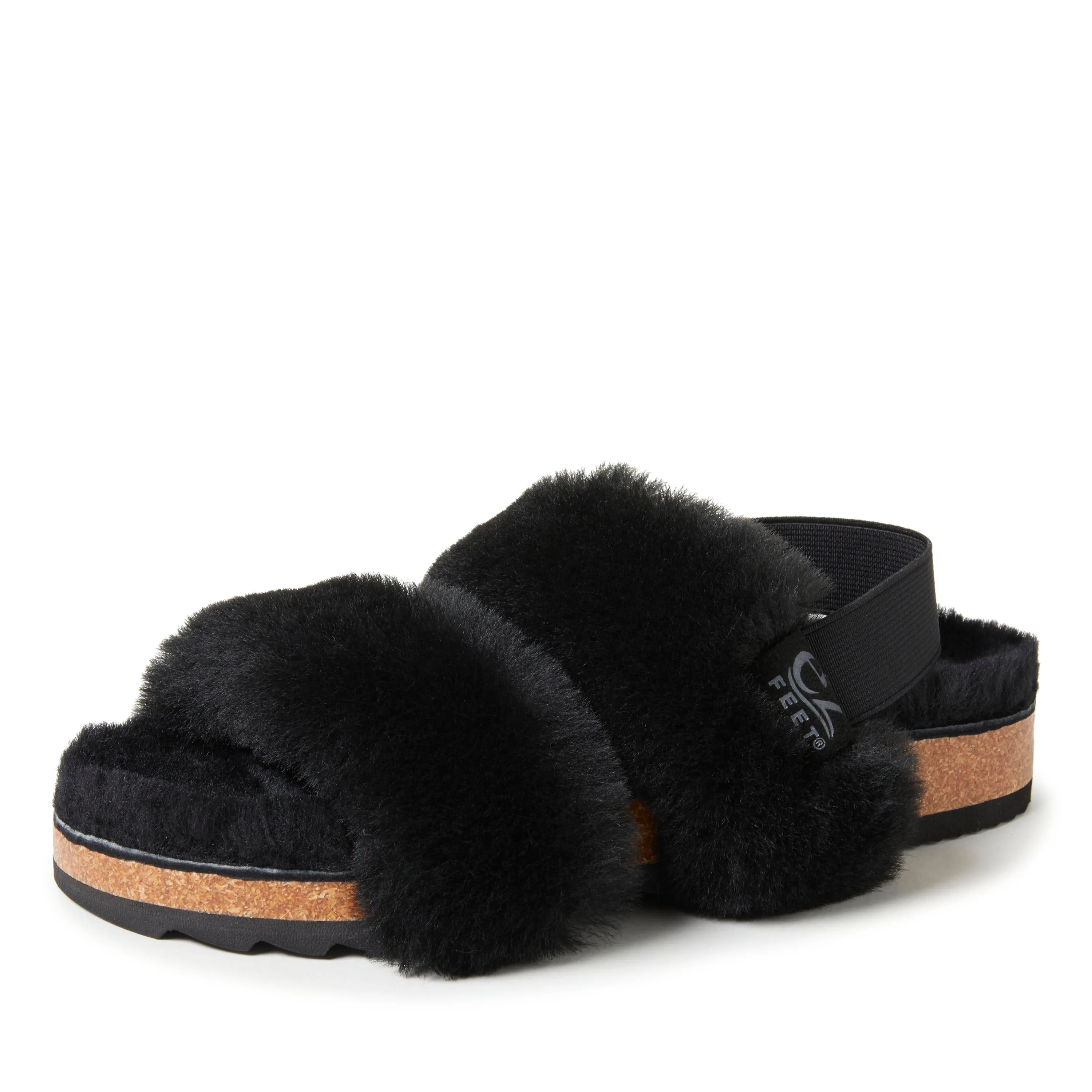 EZ Feet Women's Genuine Shearling Slingback Sandal