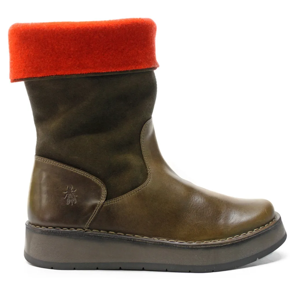 Fly London Rula083Fly Leather Women's Zip Up Mid Calf Boots