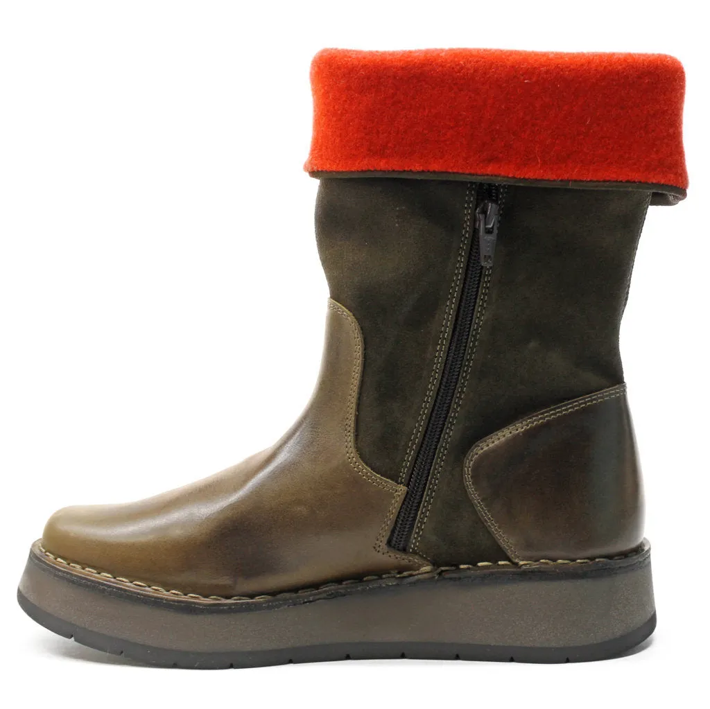 Fly London Rula083Fly Leather Women's Zip Up Mid Calf Boots