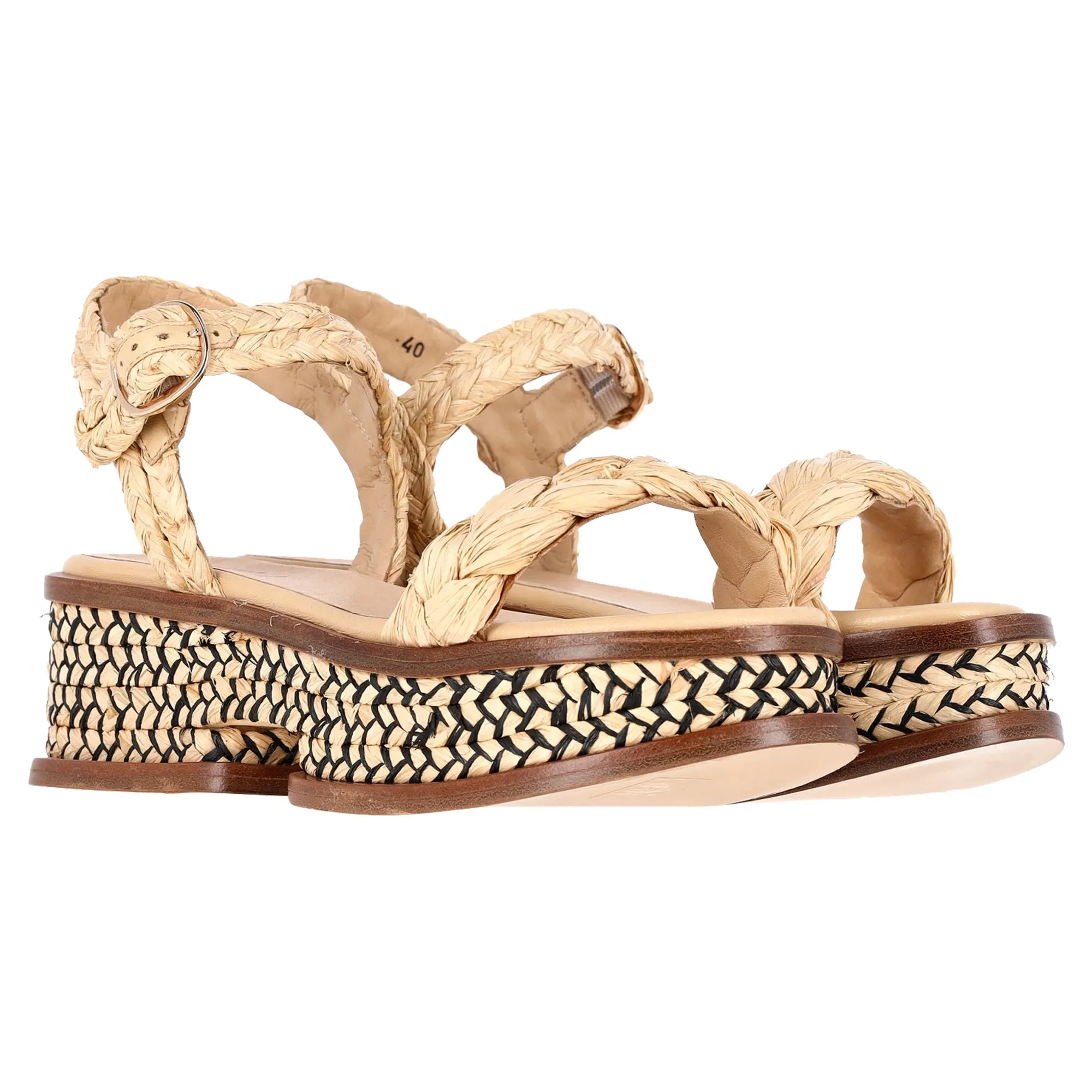 Gabriela Hearst   Clergerie Michael Platform Sandals In Beige Raffia