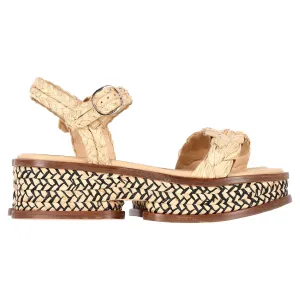 Gabriela Hearst   Clergerie Michael Platform Sandals In Beige Raffia