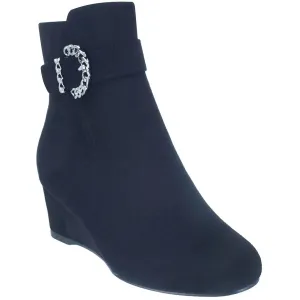 Gandan Womens Microsuede Buckle Ankle Boots