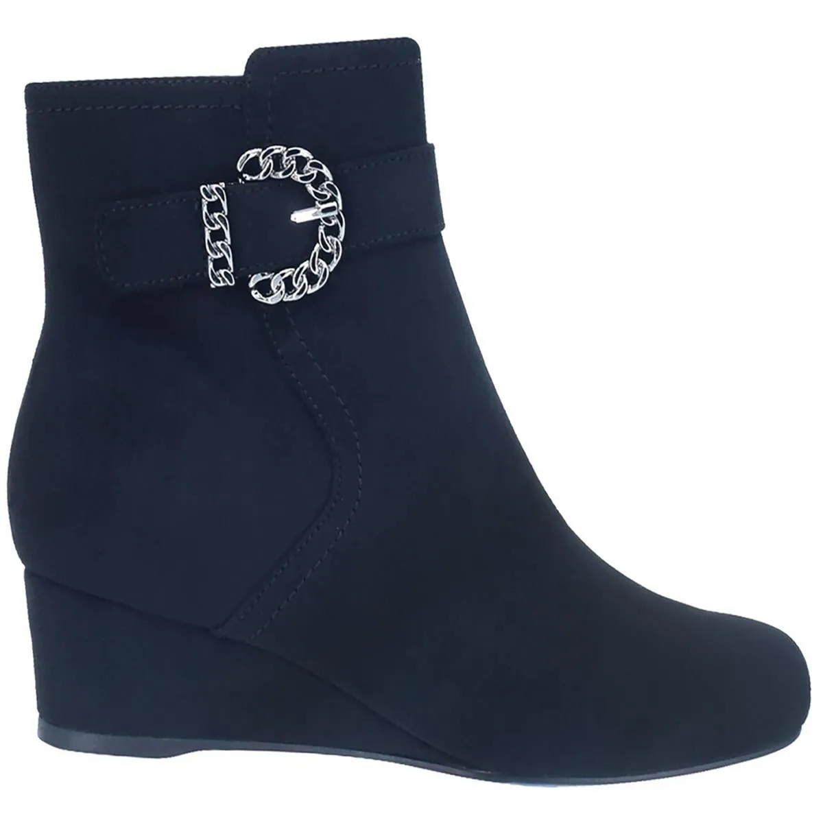 Gandan Womens Microsuede Buckle Ankle Boots