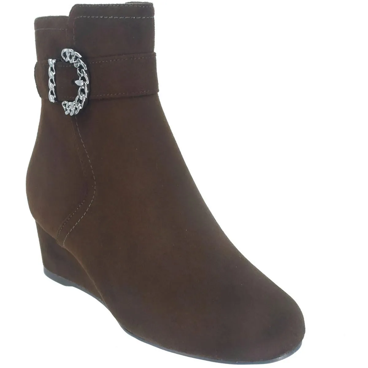 Gandan Womens Microsuede Buckle Ankle Boots