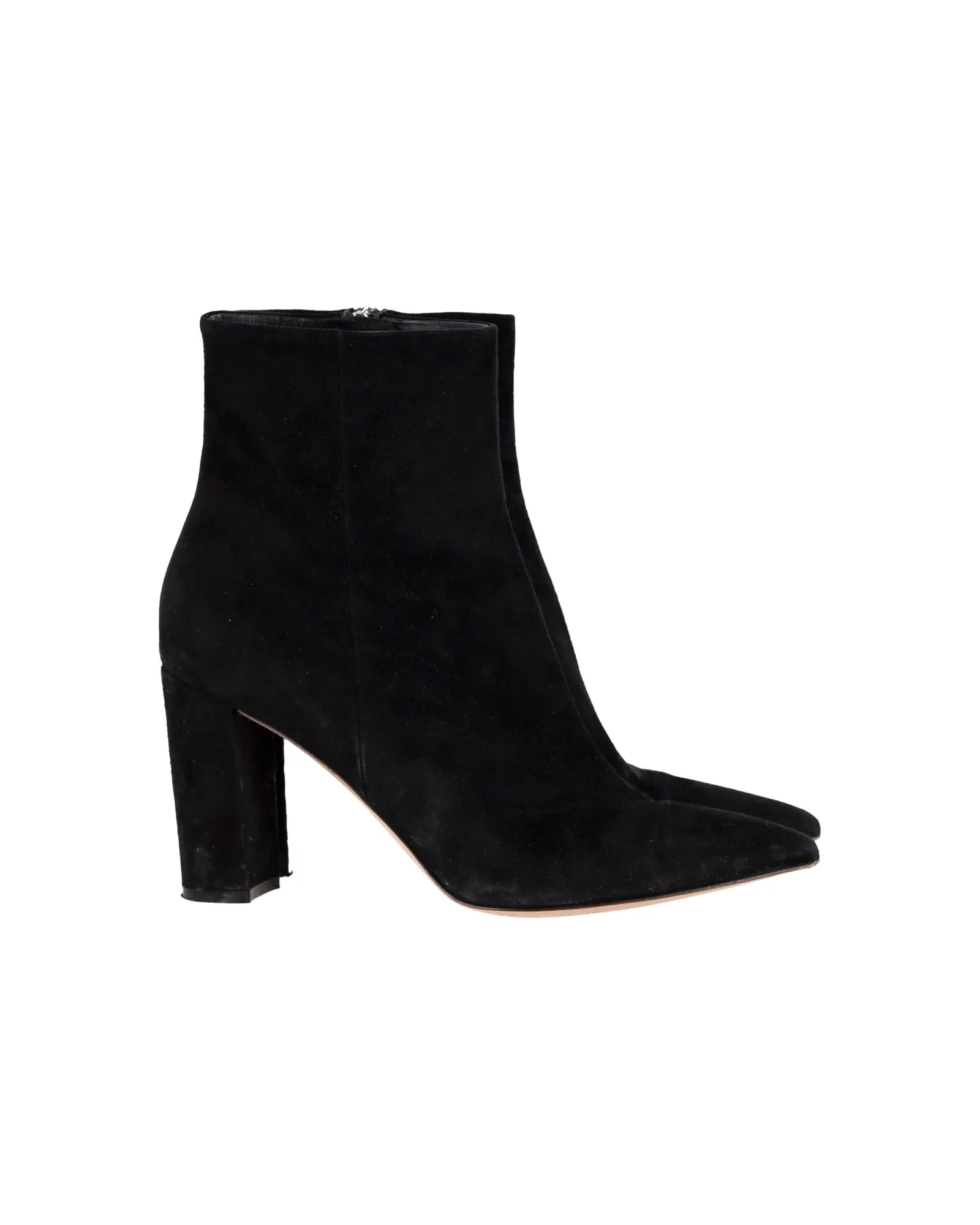 Gianvito Rossi Pointed-Toe Ankle Boots in Black Suede