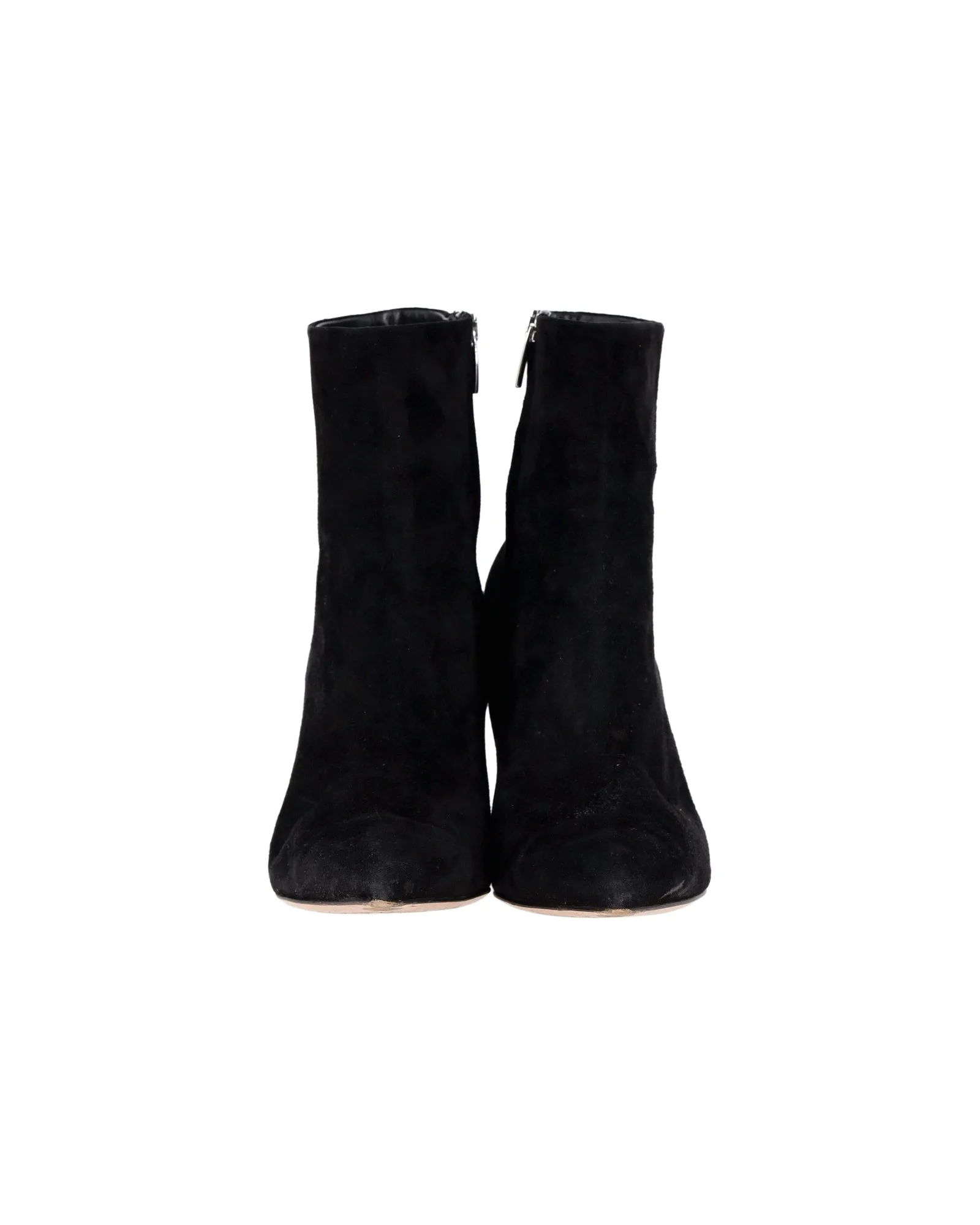 Gianvito Rossi Pointed-Toe Ankle Boots in Black Suede