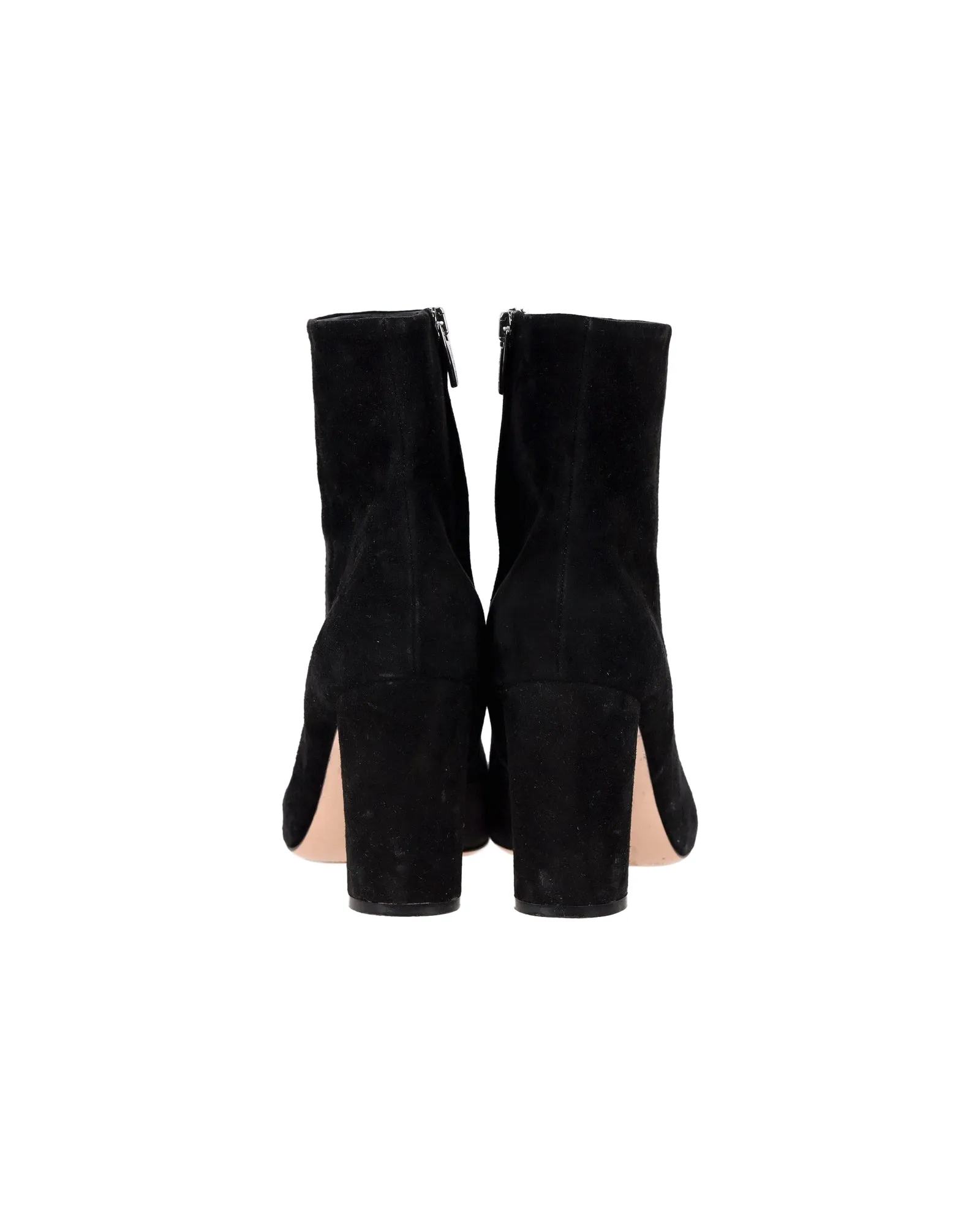 Gianvito Rossi Pointed-Toe Ankle Boots in Black Suede