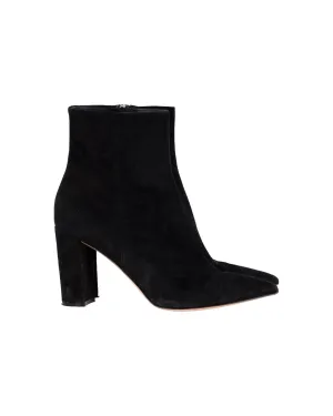 Gianvito Rossi Pointed-Toe Ankle Boots in Black Suede