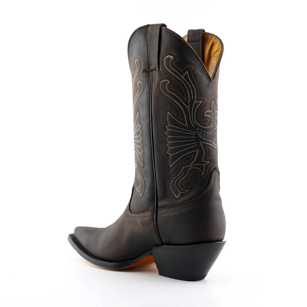 Grinders Brown Leather Western Cowboy Boots-Buffalo