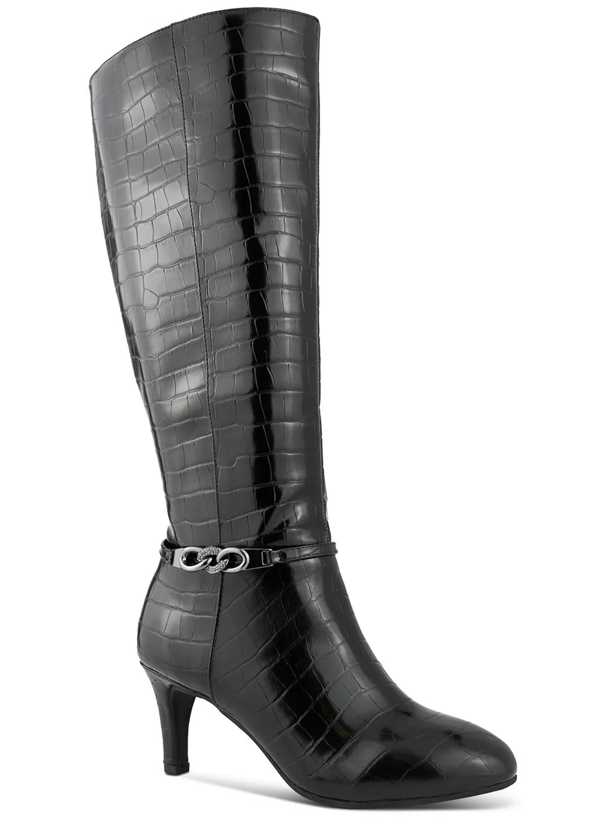 Hanna Womens Faux Leather Tall Mid-Calf Boots