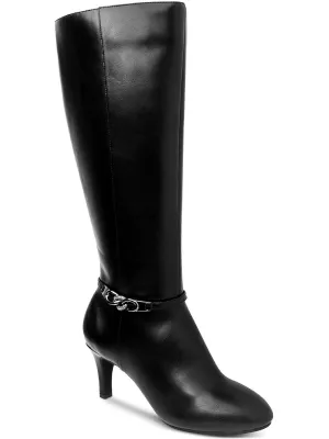 Hanna Womens Faux Leather Tall Mid-Calf Boots