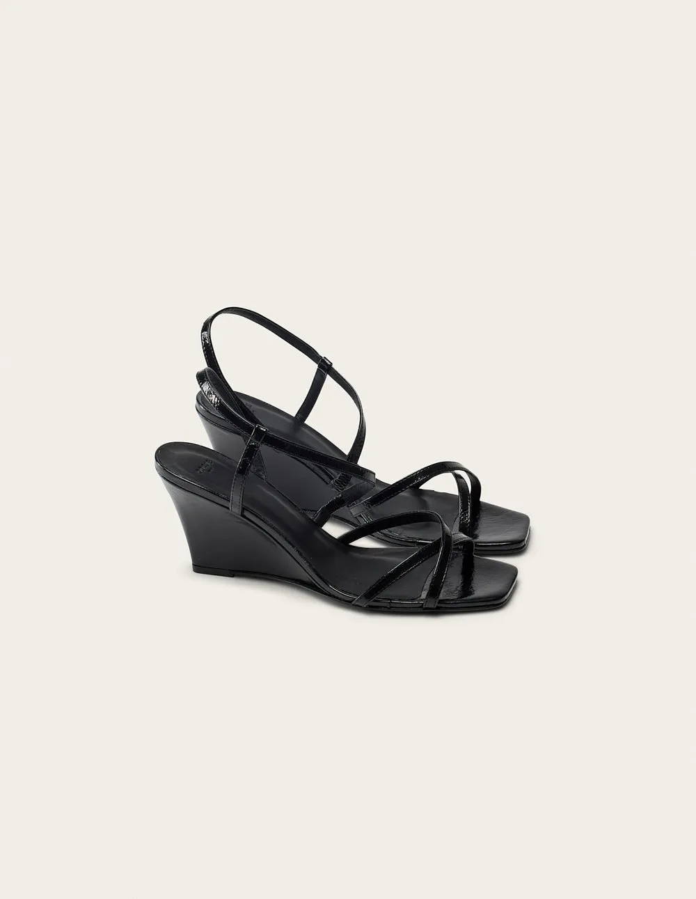 Hono Heeled sandals - Black Pleated Leather