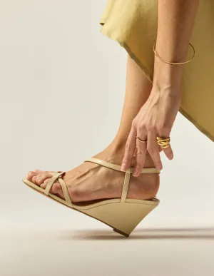Hono Heeled sandals - Ecru Pleated Leather