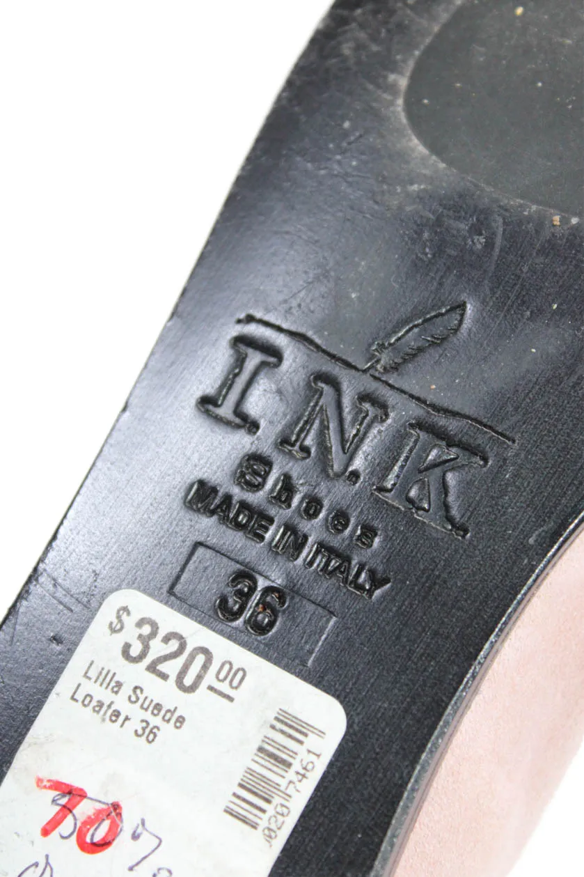 I.N.K. Womens Lilla Suede Square Toe Slip On Flats Pink