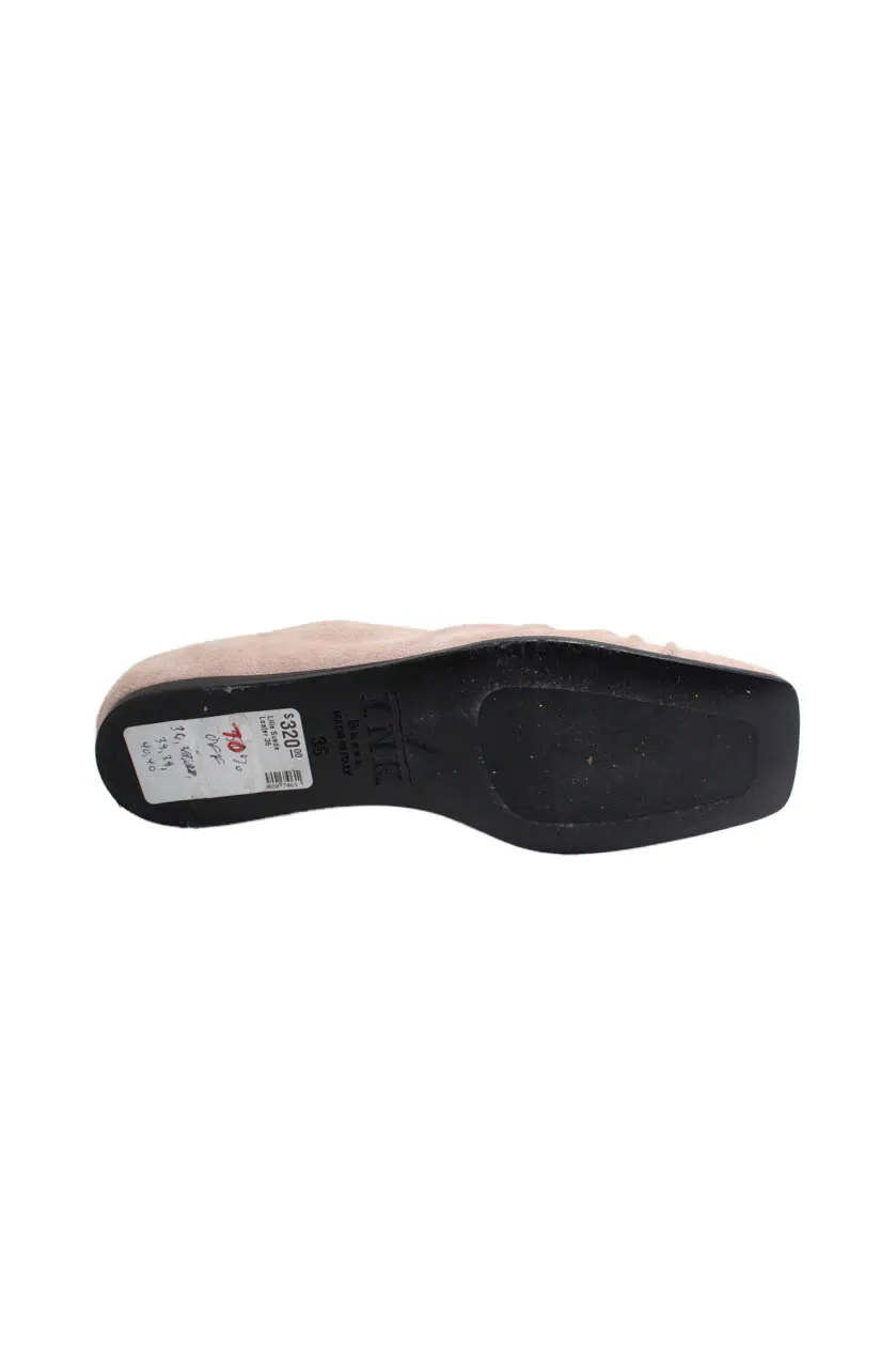 I.N.K. Womens Lilla Suede Square Toe Slip On Flats Pink