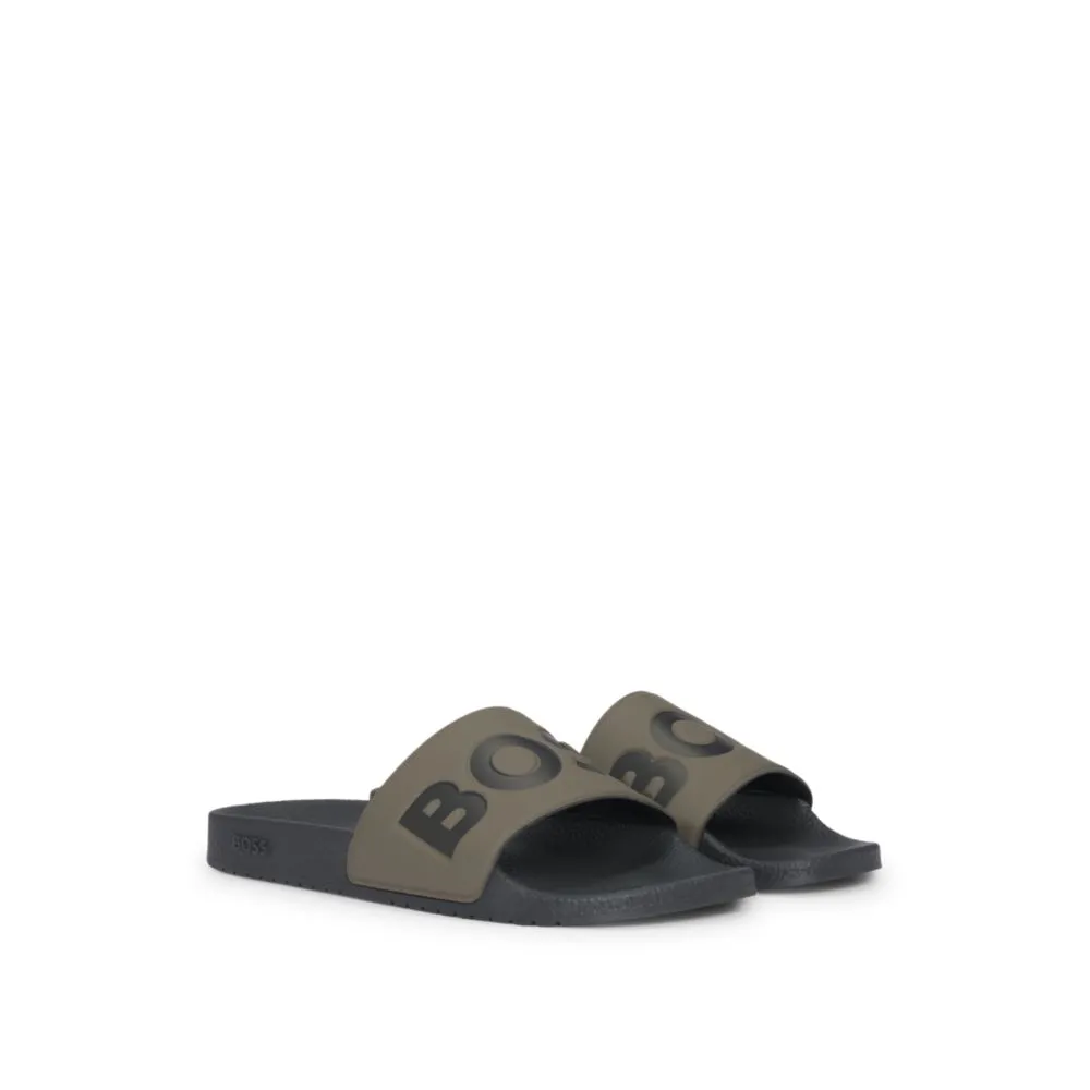 Italian-made slides with large logo detail