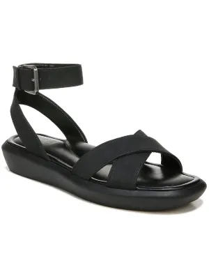 Jamila Womens Faux Leather Ankle Strap Wedge Sandals