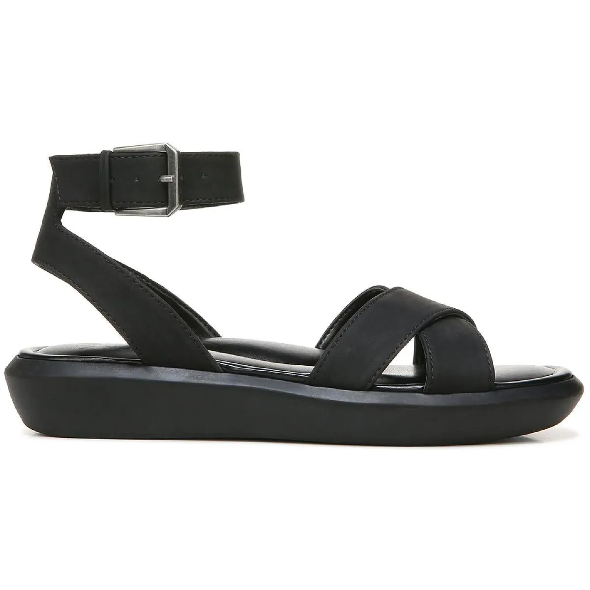 Jamila Womens Faux Leather Ankle Strap Wedge Sandals