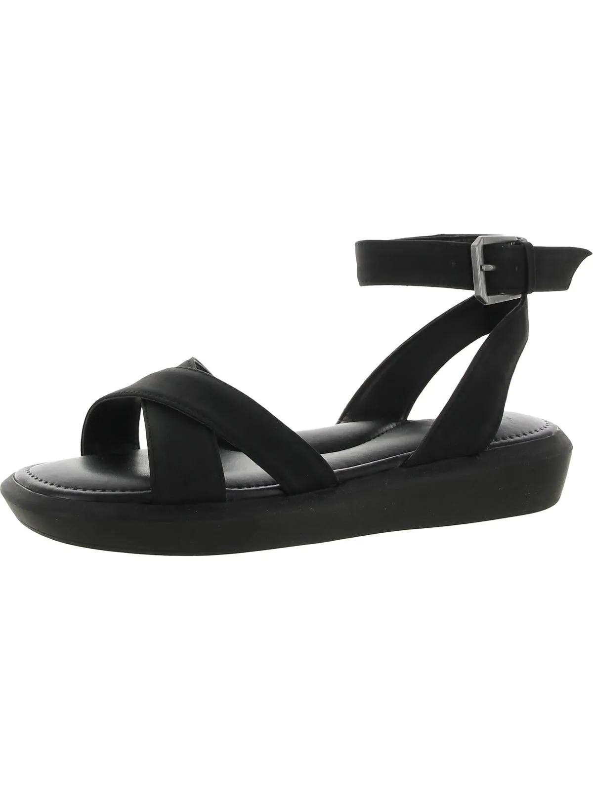 Jamila Womens Faux Leather Ankle Strap Wedge Sandals