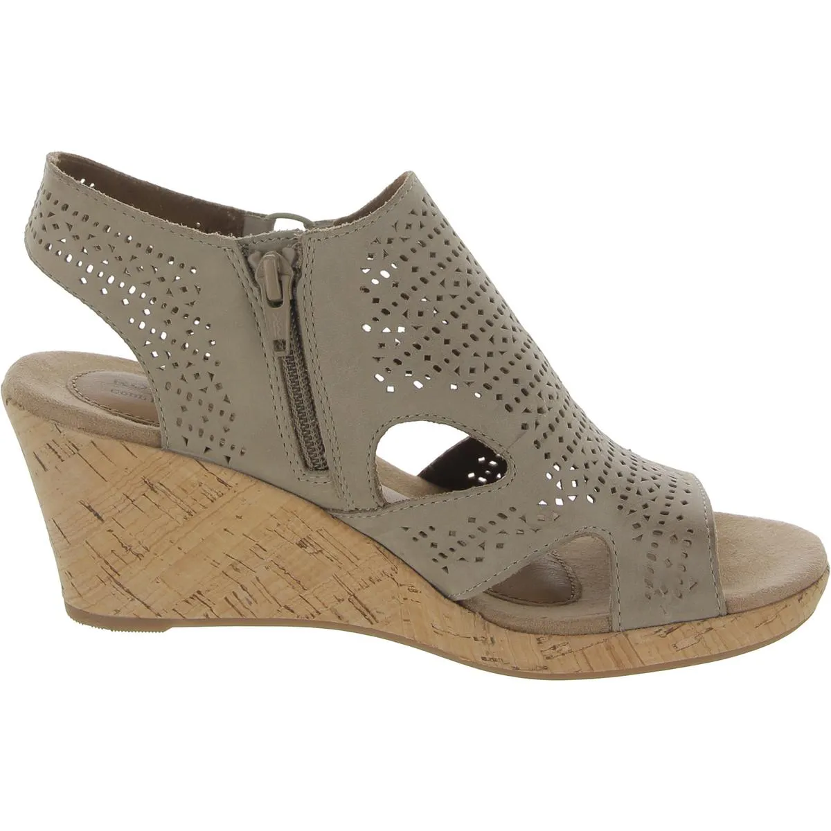Janna Womens Leather Perforated Wedge Sandals
