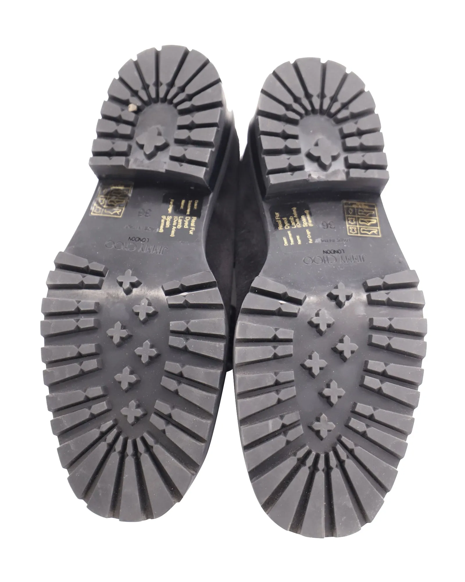 Jimmy Choo Deanna Crystal-Embellished Shearling-Lined Loafers in Black Suede