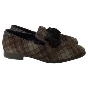 Jimmy Choo Foxley Tartan Printed Loafers in Brown Ponyhair