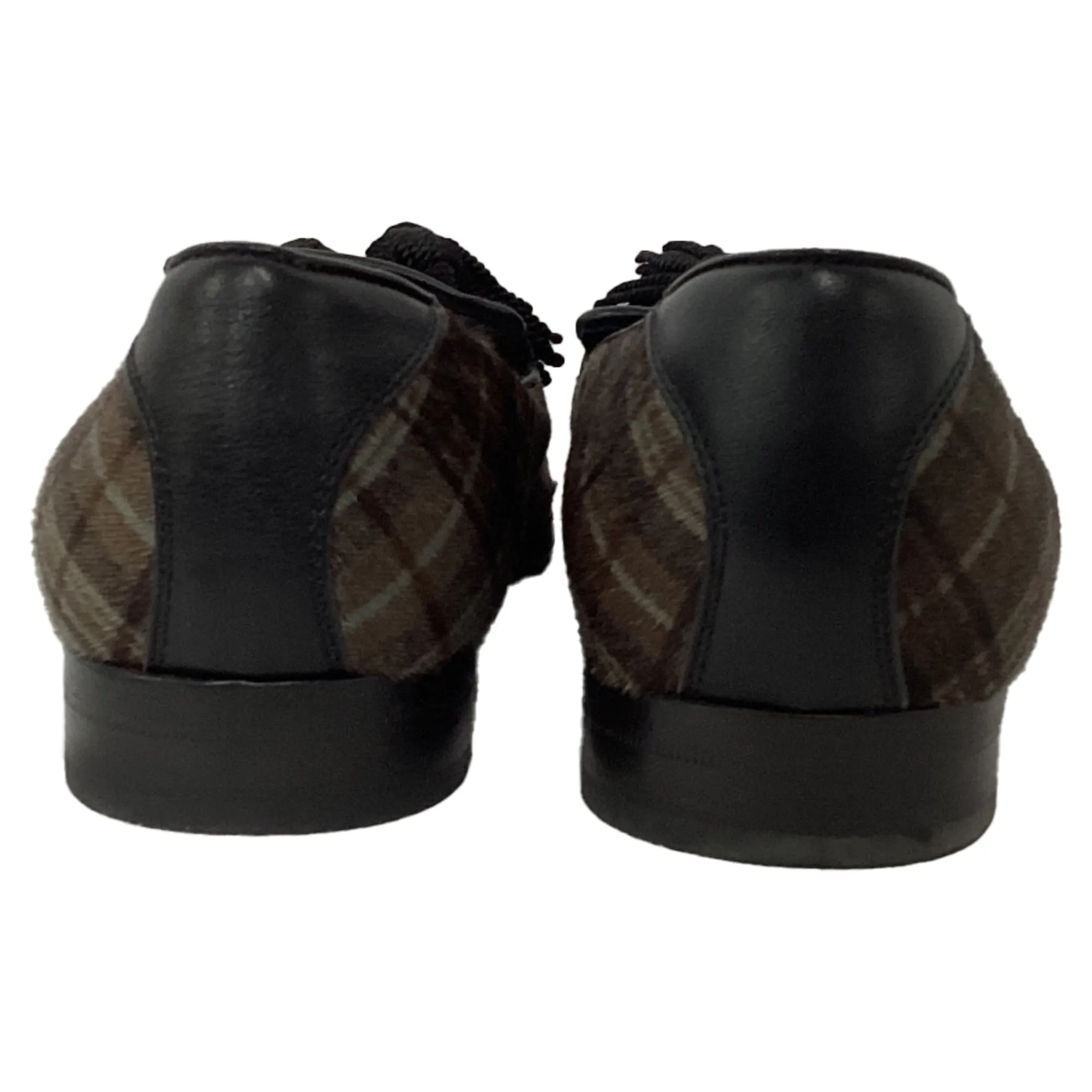 Jimmy Choo Foxley Tartan Printed Loafers in Brown Ponyhair