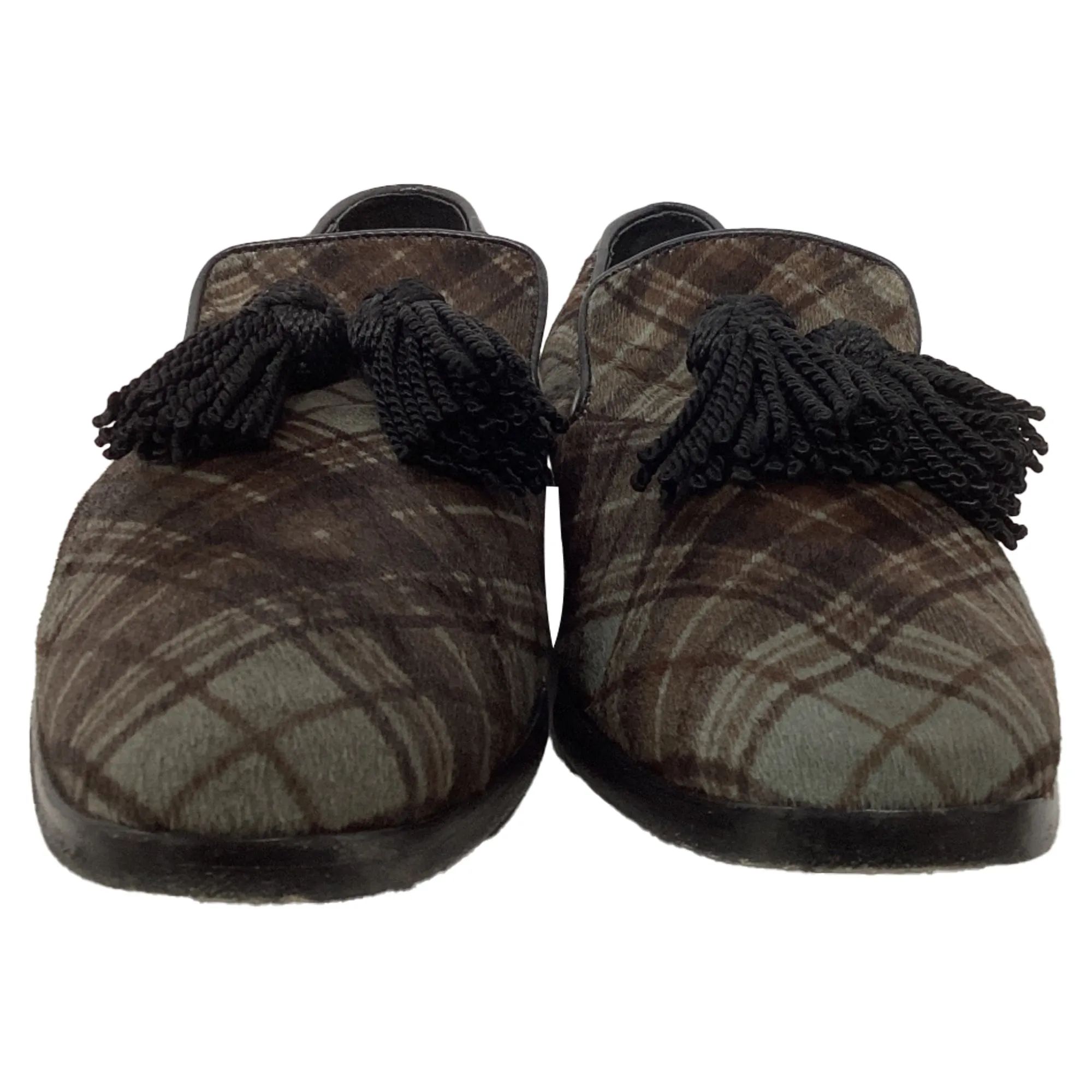 Jimmy Choo Foxley Tartan Printed Loafers in Brown Ponyhair
