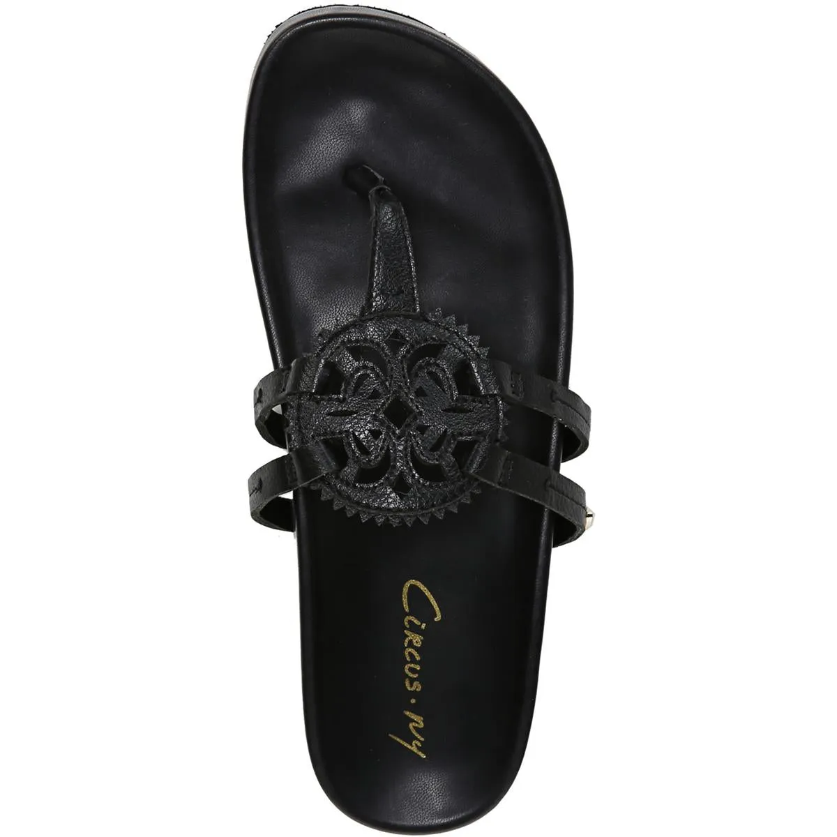 Jules Womens Faux Leather Laser Cut Thong Sandals