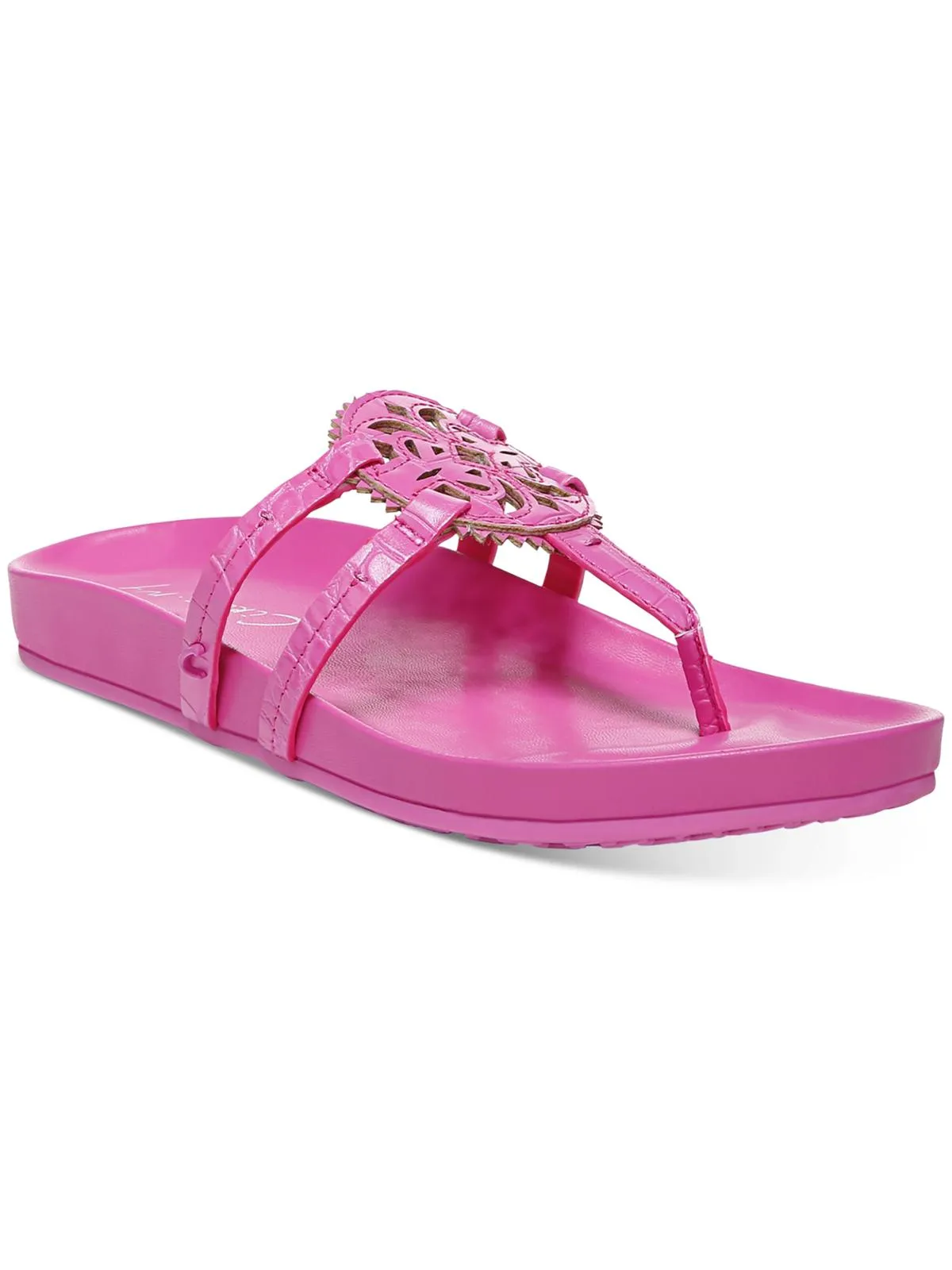 Jules Womens Faux Leather Laser Cut Thong Sandals