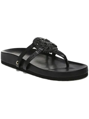 Jules Womens Faux Leather Laser Cut Thong Sandals
