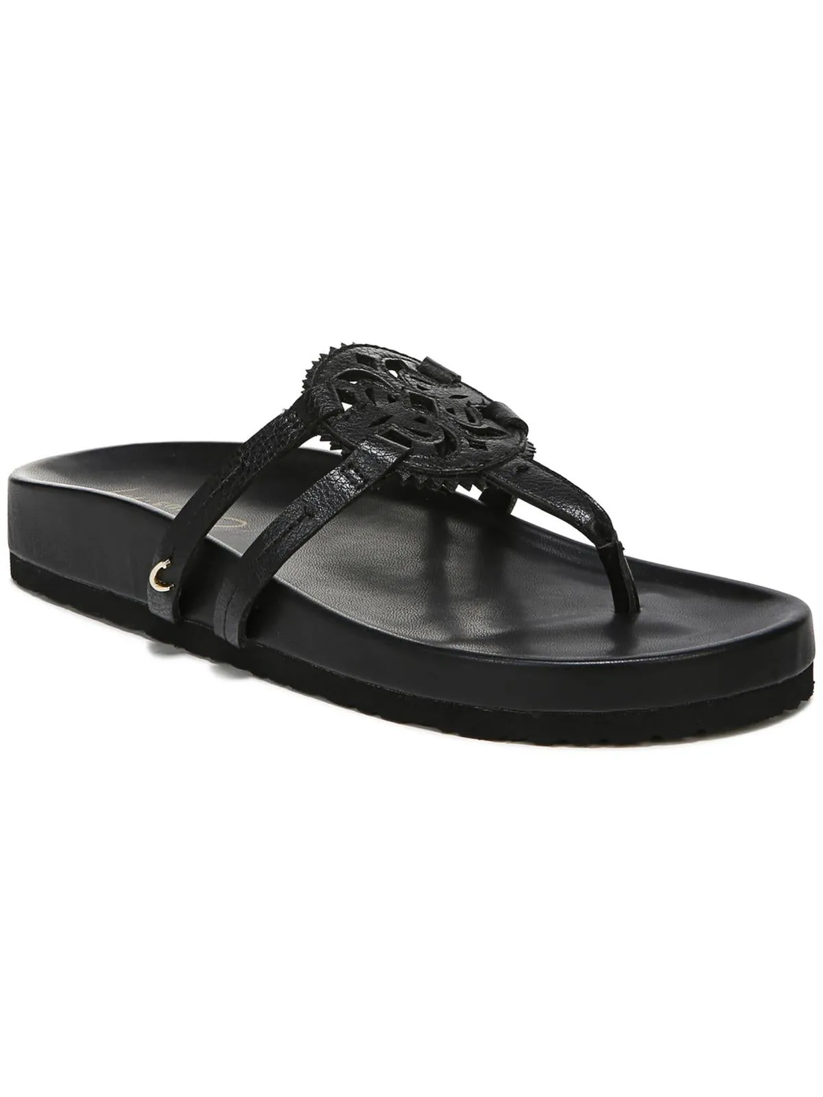 Jules Womens Faux Leather Laser Cut Thong Sandals