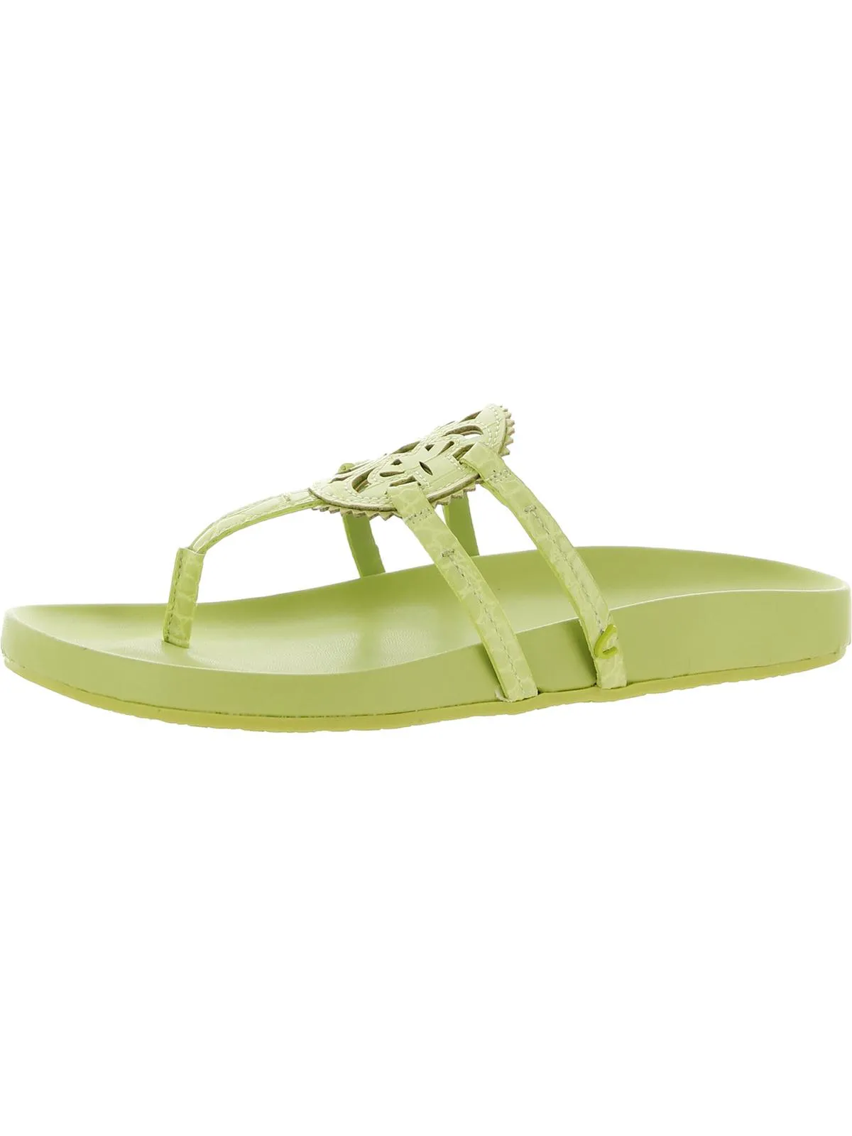 Jules Womens Faux Leather Laser Cut Thong Sandals