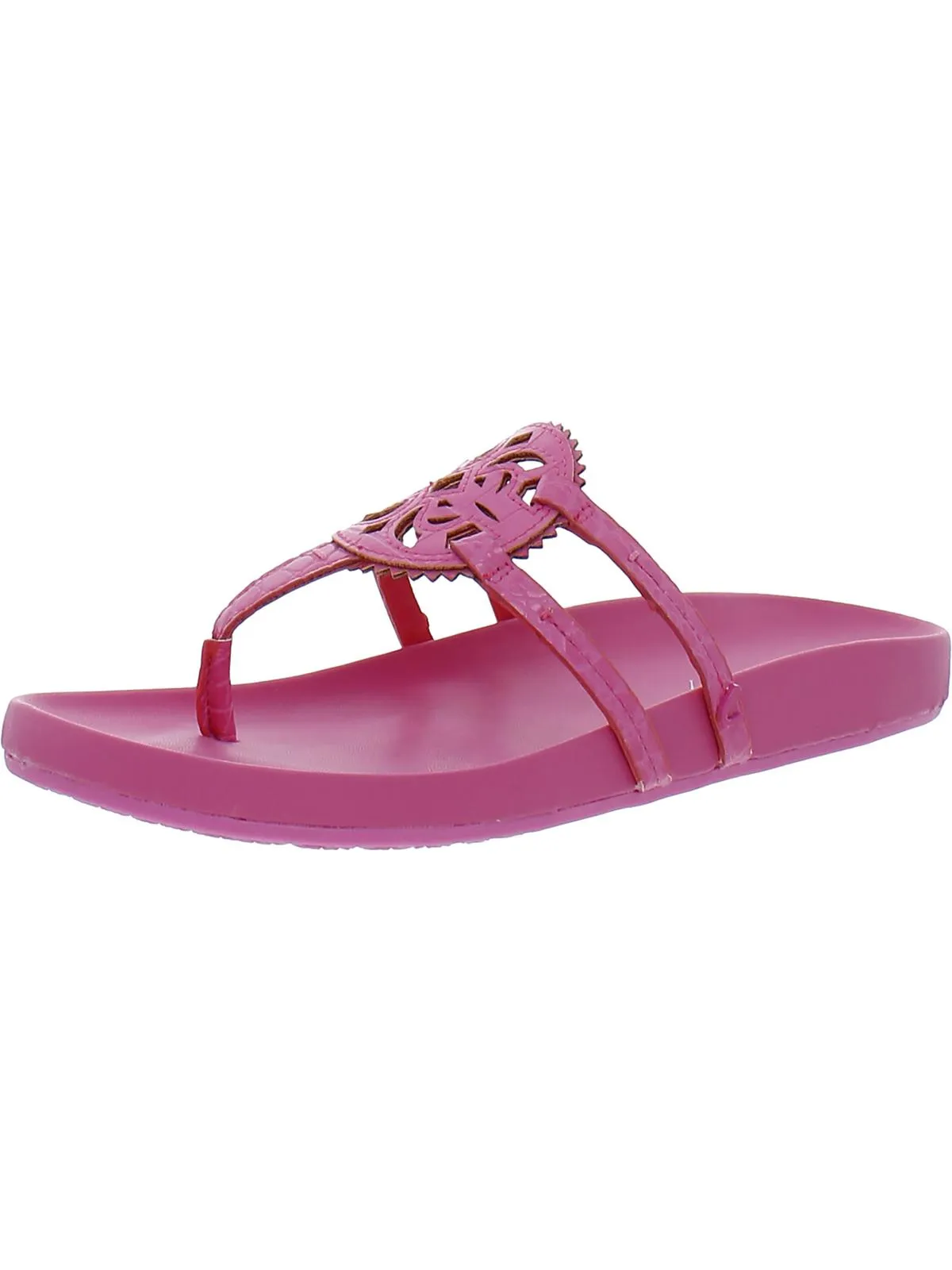 Jules Womens Faux Leather Laser Cut Thong Sandals