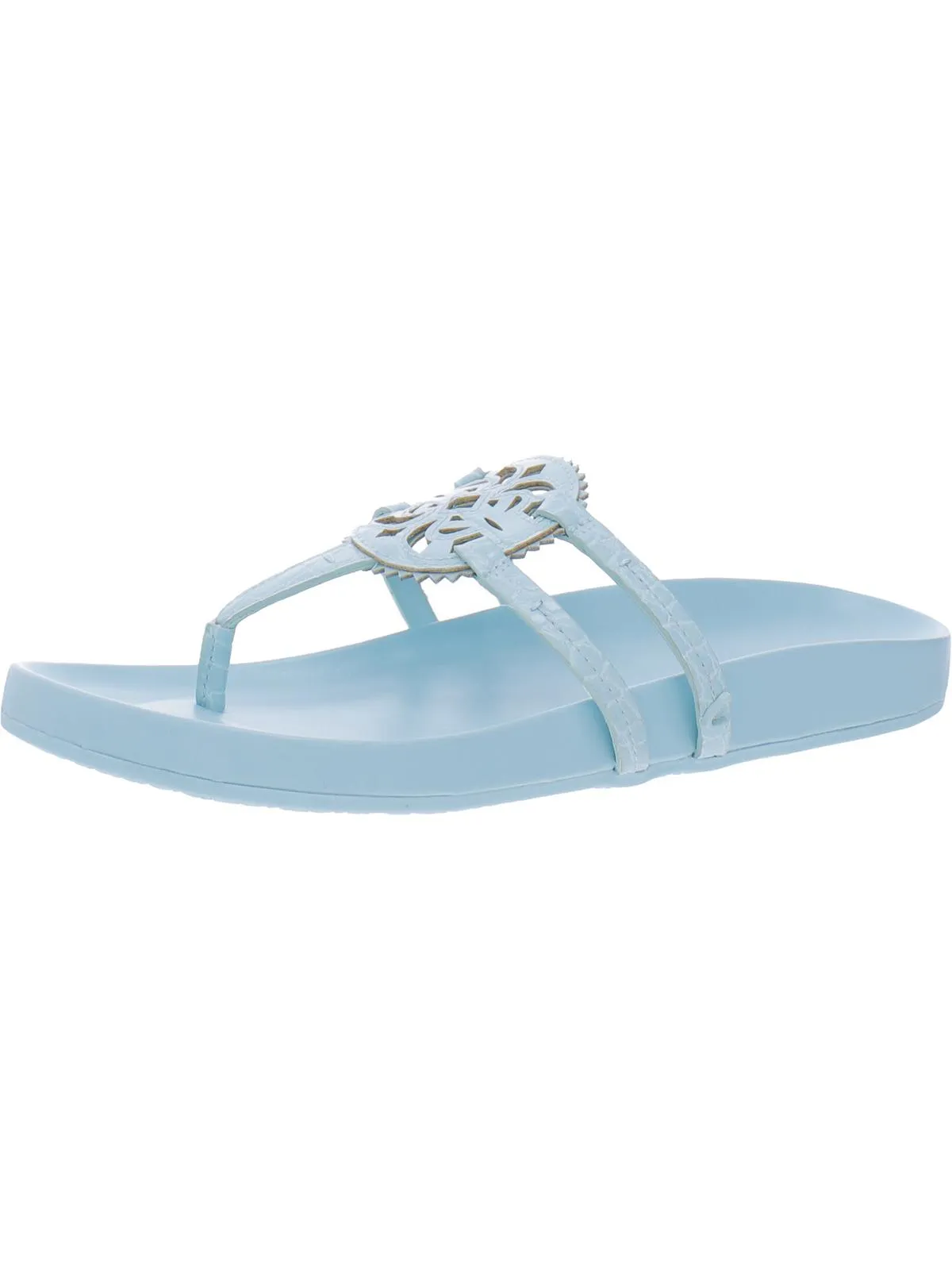 Jules Womens Faux Leather Laser Cut Thong Sandals