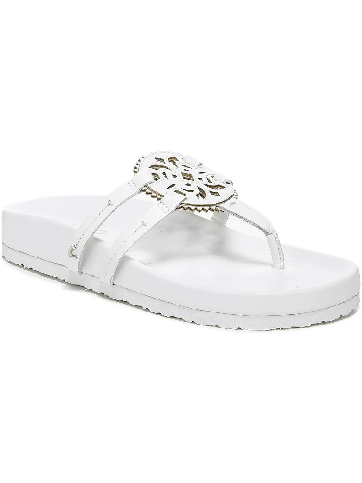 Jules Womens Faux Leather Laser Cut Thong Sandals