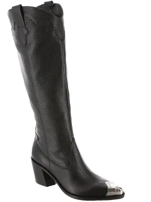 Kamryn Womens Leather Pointed Toe Knee-High Boots