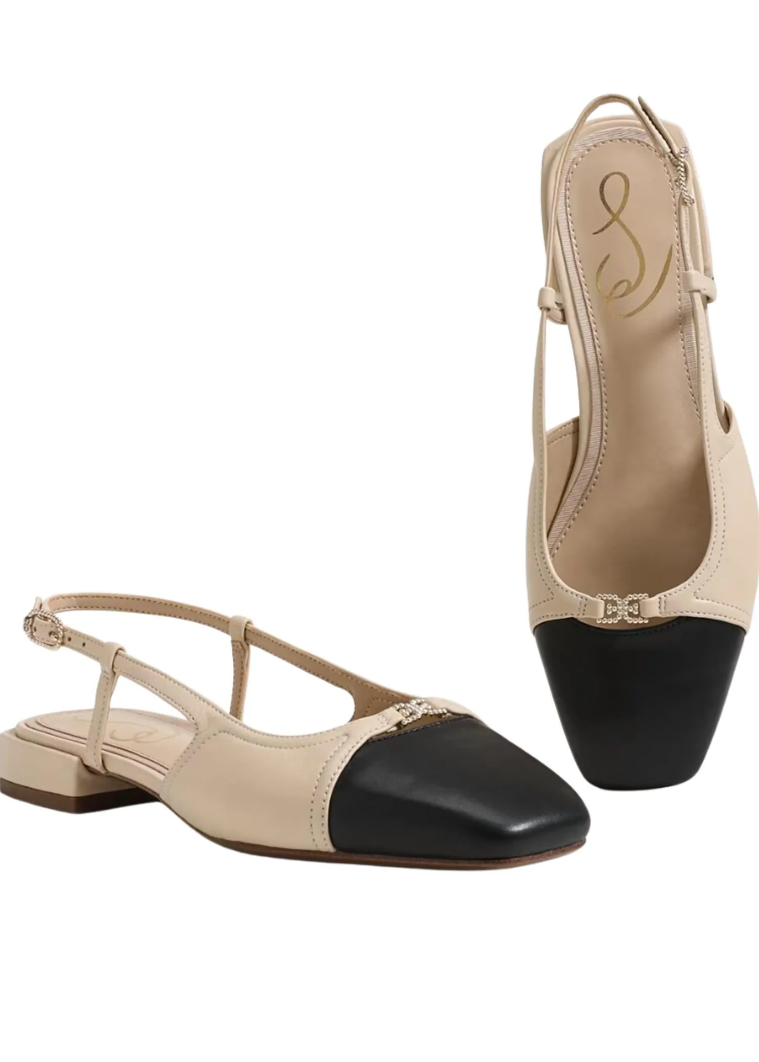 Kara Slingback Flat In Sand/black