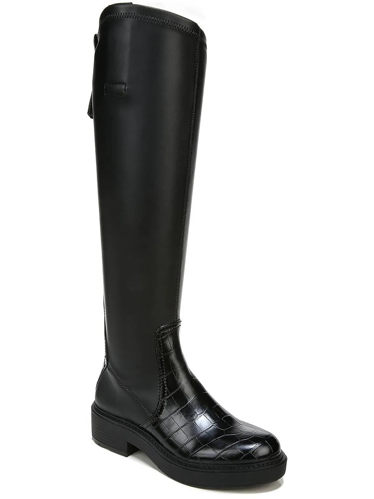 Keaton Womens Faux Leather Block Heel Knee-High Boots