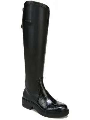 Keaton Womens Faux Leather Block Heel Knee-High Boots