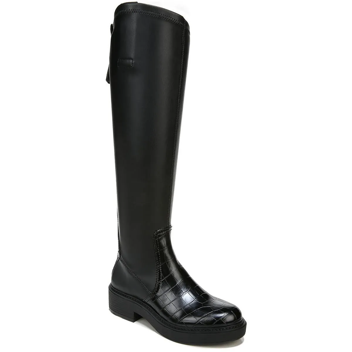 Keaton Womens Faux Leather Block Heel Knee-High Boots