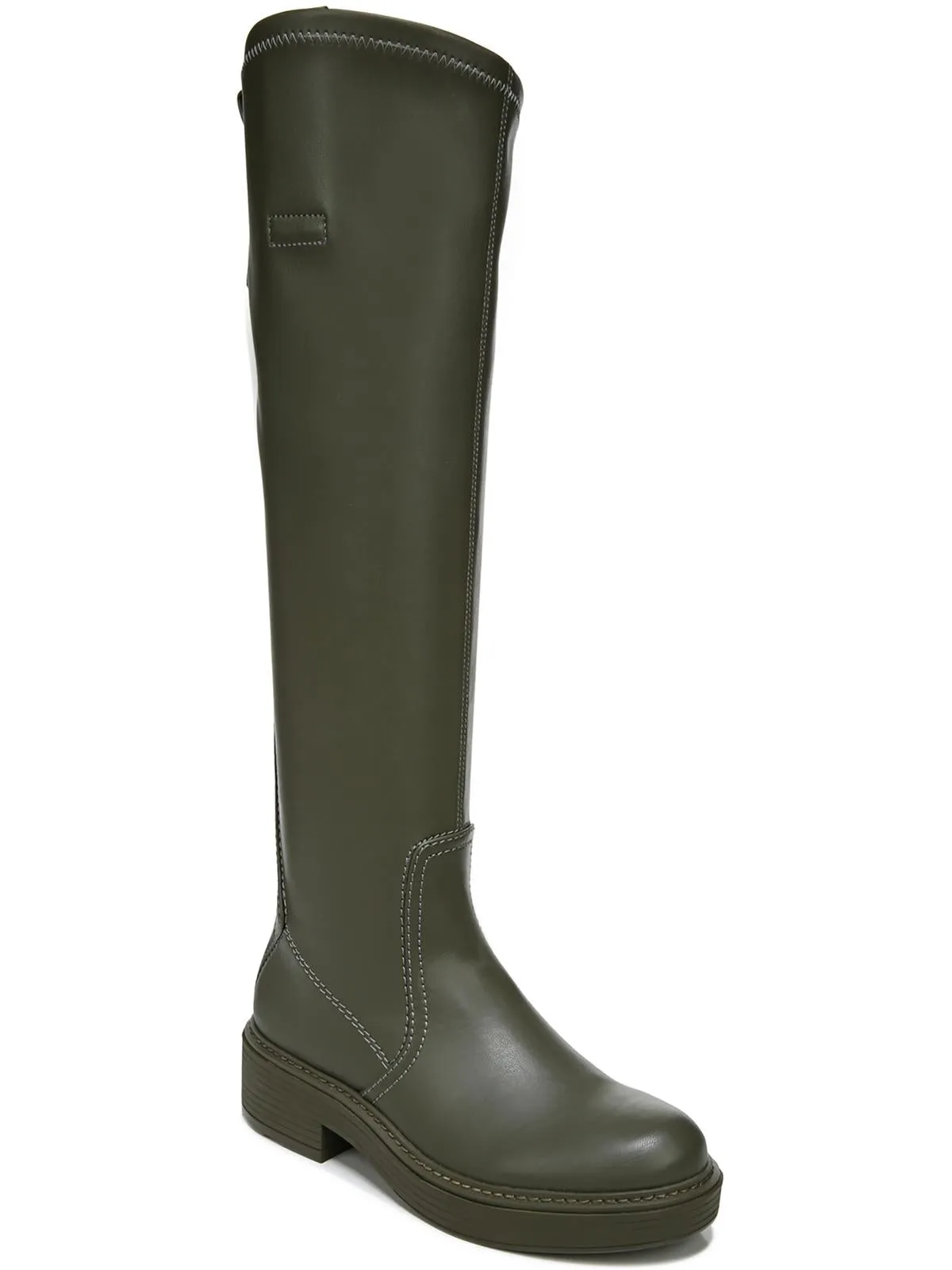 Keaton Womens Faux Leather Block Heel Knee-High Boots