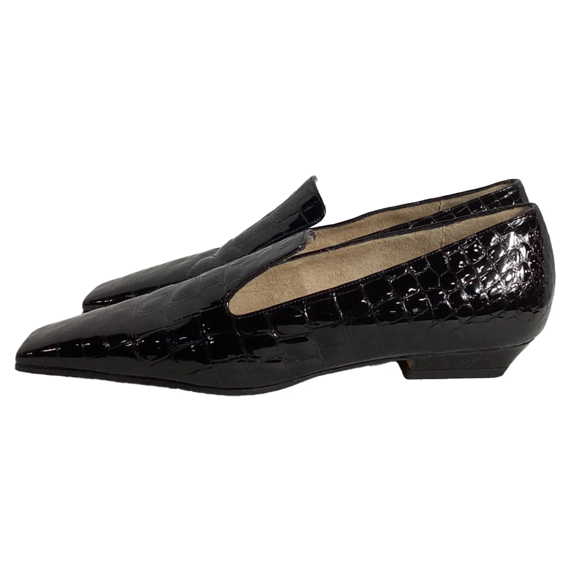 Khaite  Marfa Classic Flat Loafers in Black Patent Leather