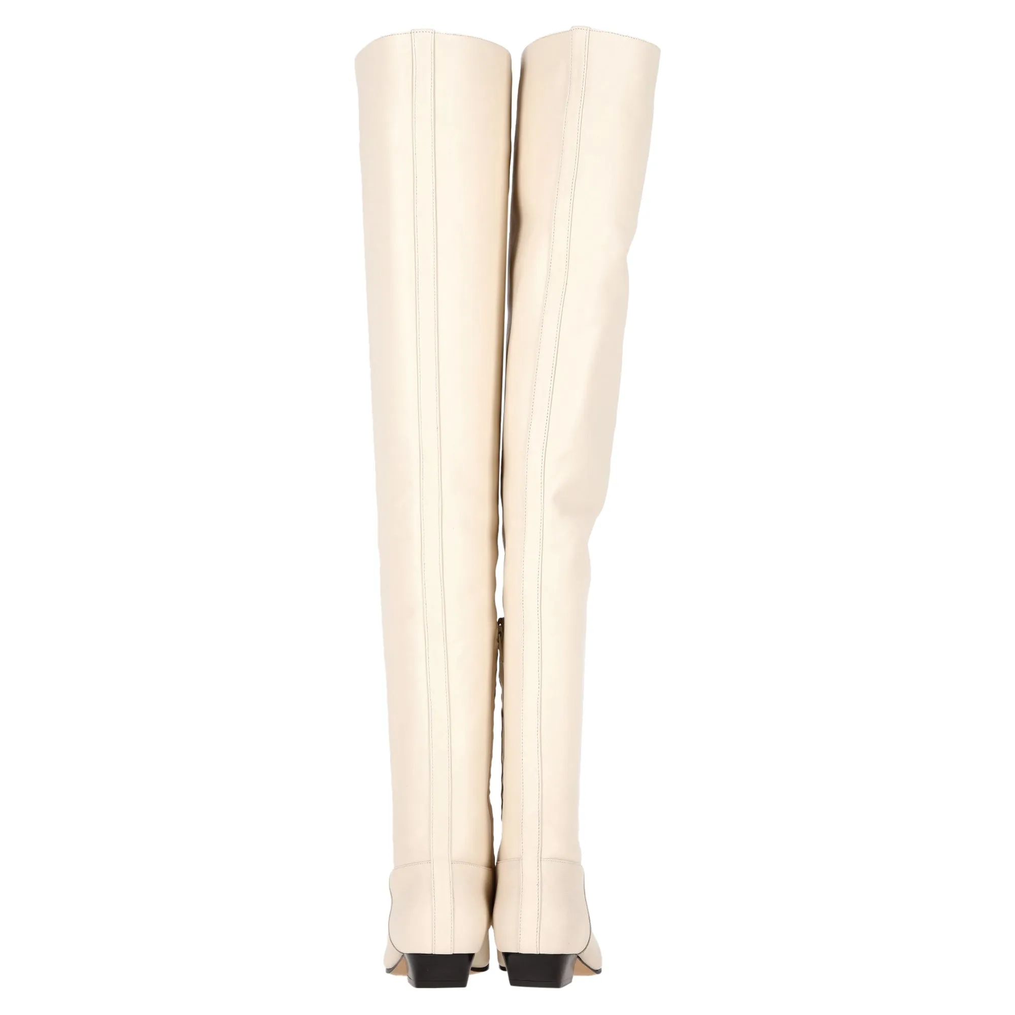 Khaite Marfa Over The Knee Boots in Cream Leather