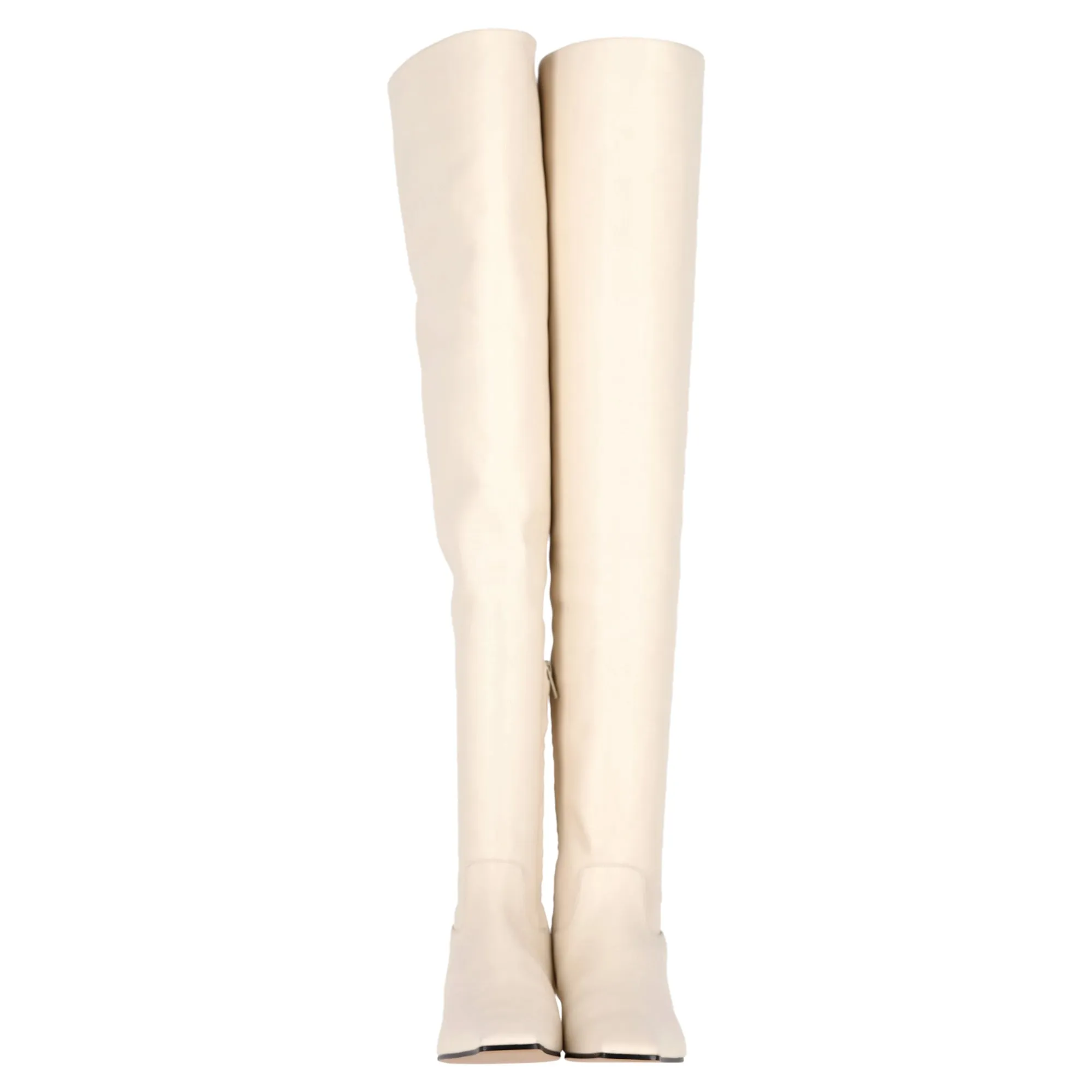 Khaite Marfa Over The Knee Boots in Cream Leather